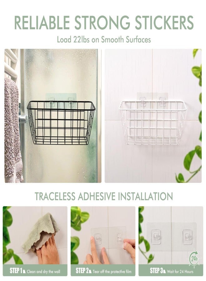 LIGHT DUST Wire Hanging Wall Basket, Baskets Set Adhesive Wall Mount Organizer for Pantry Kitchen RV Bathroom Cabinet Storage Organization (2 White) - Image 5